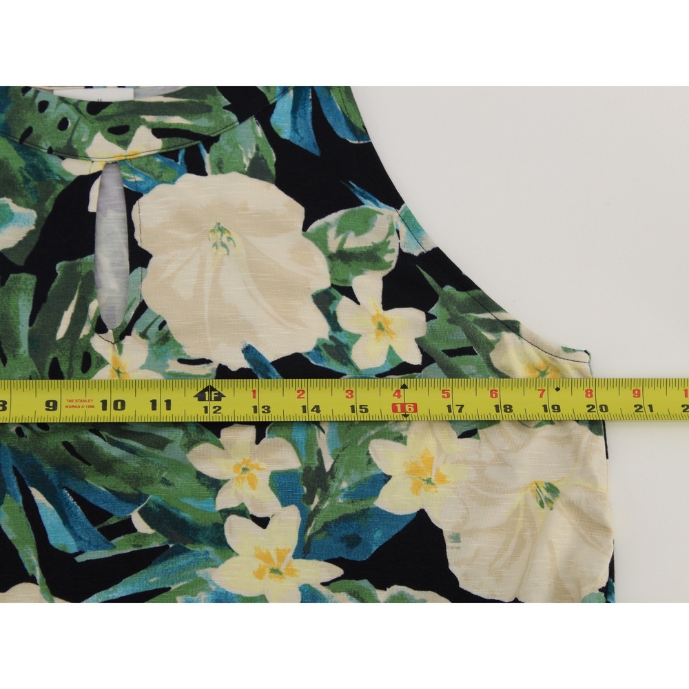 J. Jill Halter Maxi Dress Size L Sleeveless Tropical Floral Pockets Stretchy - Picture 8 of 14